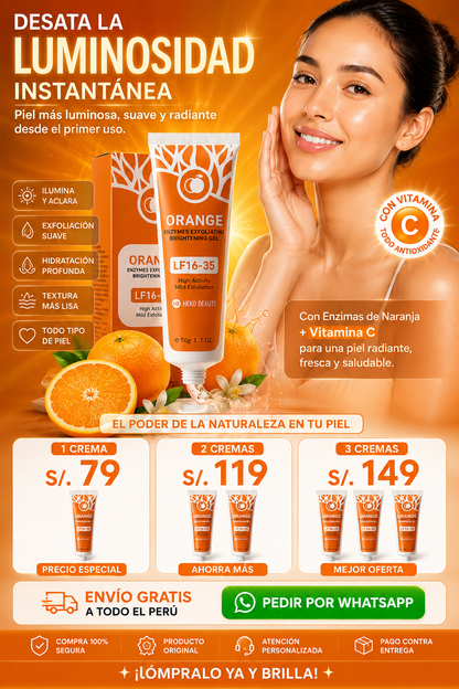 Orange™ - Gel Exfoliante Aclarante e Hidratante con Enzimas de Naranja + Vitamina C