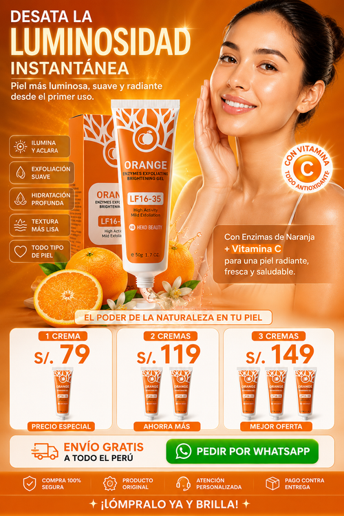 Orange™ - Gel Exfoliante Aclarante e Hidratante con Enzimas de Naranja + Vitamina C